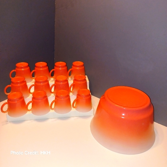 Rare!!! VHTF Vintage Mid-Century Hazel-Atlas Flamingo 13-Piece Punch Set - Picture 4 of 16
